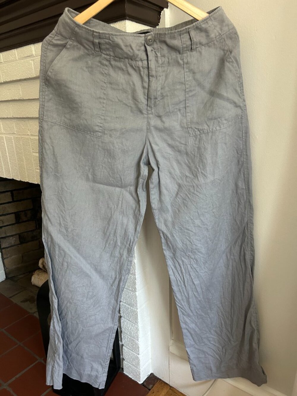 Adrienne Vittadini Gray Linen Pants Size 8